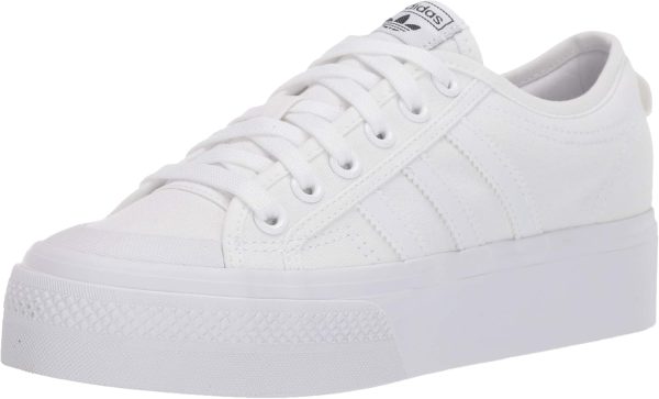 adidas Women's Nizza Platform Sneaker, White/White/White, 5