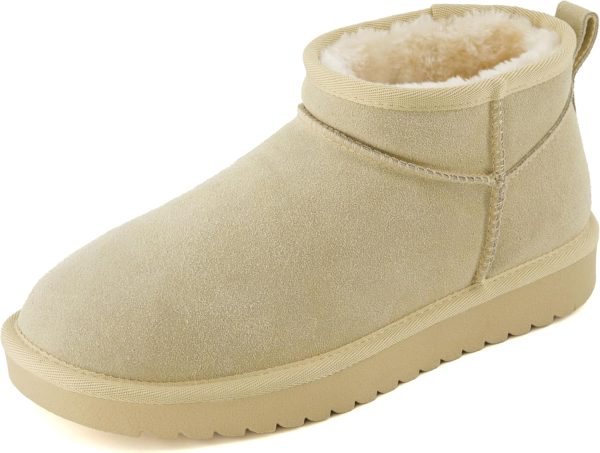 CUSHIONAIRE Women's Hip 2 Genuine Suede Ankle Snow Boots - Pull-On with Cozy Faux Shearling Lining, +Memory Foam